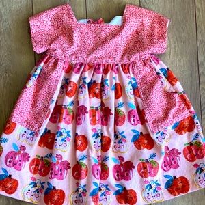 Handmade pink pumpkin patch print fall thanksgiving dress 5 girls